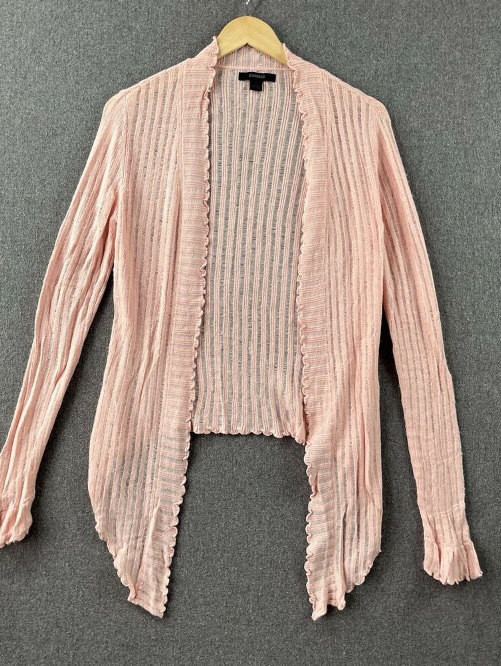 Express Pink Ribbed Open Knit Cardigan Lightweight Open Front Size S